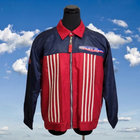 Tommy Hilfiger Other - Vtg 90s Tommy Hilfiger Jeans Sport Edition Racing Jacket Streetwear Mens L EUC